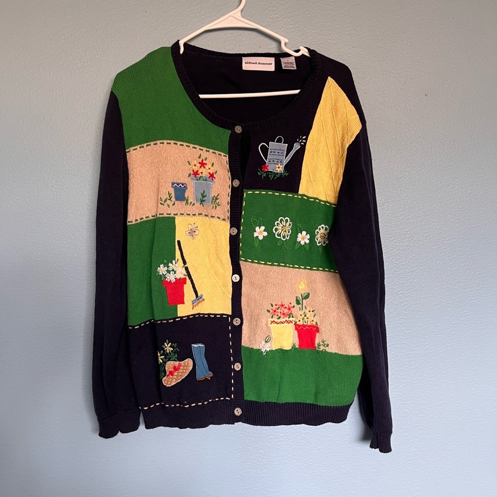 Alfred Dunner Multicolor Garden Embroidered Cardigan